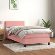 vidaXL Ramsäng med madrass rosa 90x190 cm sammet