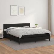 vidaXL Ramsäng med madrass svart 160x200 cm konstläder