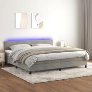 vidaXL Ramsäng med madrass & LED ljusgrå 200x200 cm sammet