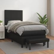 vidaXL Ramsäng med madrass svart 90x190 cm konstläder