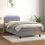 vidaXL Ramsäng med madrass & LED ljusgrå 80x200 cm sammet