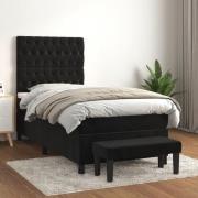 vidaXL Ramsäng med madrass svart 90x190 cm sammet