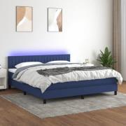 vidaXL Ramsäng med madrass & LED blå 180x200 cm tyg