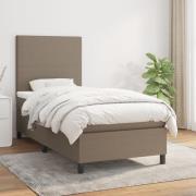 vidaXL Ramsäng med madrass taupe 90x190 cm tyg