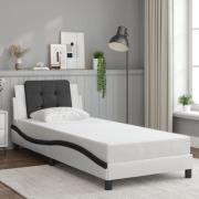vidaXL Sängram med huvudgavel vit och svart 90x200 cm konstläder
