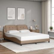 vidaXL Sängram med huvudgavel cappuccino 160x200 cm konstläder