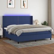vidaXL Ramsäng med madrass & LED blå 200x200 cm tyg