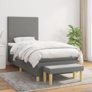 vidaXL Ramsäng med madrass mörkgrå 90x200 cm tyg