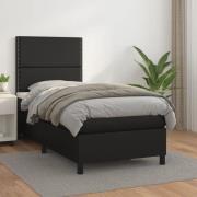 vidaXL Ramsäng med madrass svart 90x190 cm konstläder