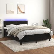 vidaXL Ramsäng med madrass & LED svart 140x190 cm sammet