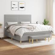 vidaXL Ramsäng med madrass ljusgrå 180x200 cm tyg