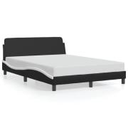 vidaXL Sängram med huvudgavel svart och vit 140x200 cm konstläder