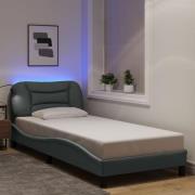 vidaXL Sängram med LED utan madrass ljusgrå 90x200 cm tyg