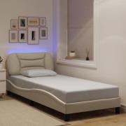 vidaXL Bed Frame with LED without Mattress "Hvar" Cream 90x190 cm Fabr...