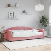vidaXL Dagbädd med madrass rosa 100x200 cm sammet