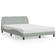 vidaXL Sängram utan madrass ljusgrå 140x200 cm sammet