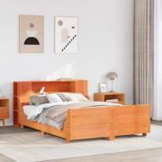 vidaXL Sängram utan madrass vaxbrun 140x200 cm massiv furu