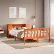 vidaXL Säng med bokhylla utan madrass vaxbrun 140x190cm massiv furu