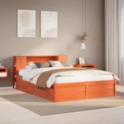 vidaXL Sängram utan madrass vaxbrun 120x190 cm massiv furu