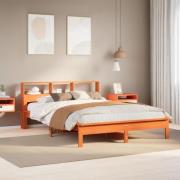 vidaXL Sängram utan madrass vaxbrun 140x190 cm massiv furu