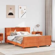 vidaXL Sängram utan madrass vaxbrun 120x190 cm massiv furu