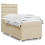 vidaXL Ramsäng med madrass gräddvit 90x190 cm tyg
