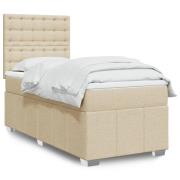 vidaXL Ramsäng med madrass gräddvit 90x190 cm tyg