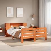 vidaXL Sängram utan madrass vaxbrun 120x200 cm massiv furu