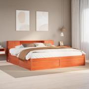 vidaXL Sängram utan madrass vaxbrun 180x200 cm massiv furu