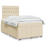 vidaXL Ramsäng med madrass gräddvit 120x190 cm tyg