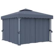 vidaXL Paviljong med draperi 3x3 m antracit aluminium