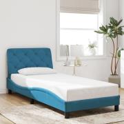 vidaXL Bed Frame without Mattress Blue 90x200 cm Velvet