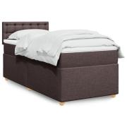 vidaXL Ramsäng med madrass mörkbrun 90x190 cm tyg