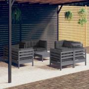 vidaXL Loungegrupp med antracit dynor 9 delar massiv furu