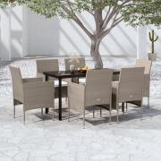 vidaXL Matgrupp för trädgården med dynor 5 delar beige och svart