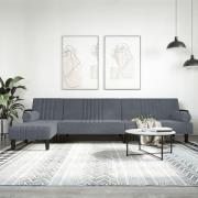 vidaXL L-formad bäddsoffa mörkgrå 260x140x70 cm sammet