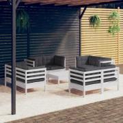 vidaXL Loungegrupp med antracit dynor 9 delar massiv furu