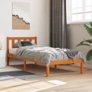 vidaXL Sängram utan madrass vaxad brun 90x190 cm massiv furu