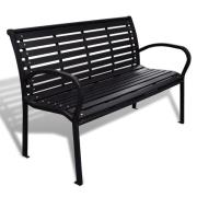 vidaXL Trädgårdsbänk 125 cm stål och WPC svart