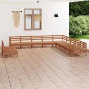 vidaXL Loungegrupp för trädgården 11 delar honungsbrun massiv furu