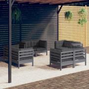 vidaXL Loungegrupp med antracit dynor 8 delar massiv furu
