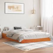 vidaXL Sängram utan madrass vaxbrun 140x190 cm massiv furu