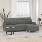 vidaXL 3-sitssoffa med fotpall Mörkgrå 180 cm tyg