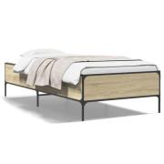 vidaXL Sängram sonoma-ek 75x190 cm konstruerat trä och metall
