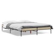 vidaXL Sängram sonoma-ek 160x200 cm konstruerat trä och metall