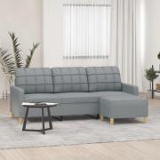 vidaXL 3-sitssoffa med fotpall ljusgrå 180 cm tyg