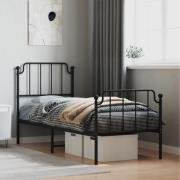 vidaXL Sängram med huvudgavel och fotgavel svart metall 75x190 cm