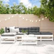 vidaXL Loungegrupp för trädgården med dynor 6 delar vit massiv teak
