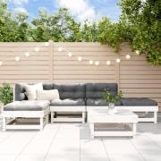 vidaXL Loungegrupp för trädgården med dynor 6 delar vit massiv teak