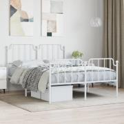 vidaXL Sängram med huvudgavel och fotgavel vit metall 140x190 cm